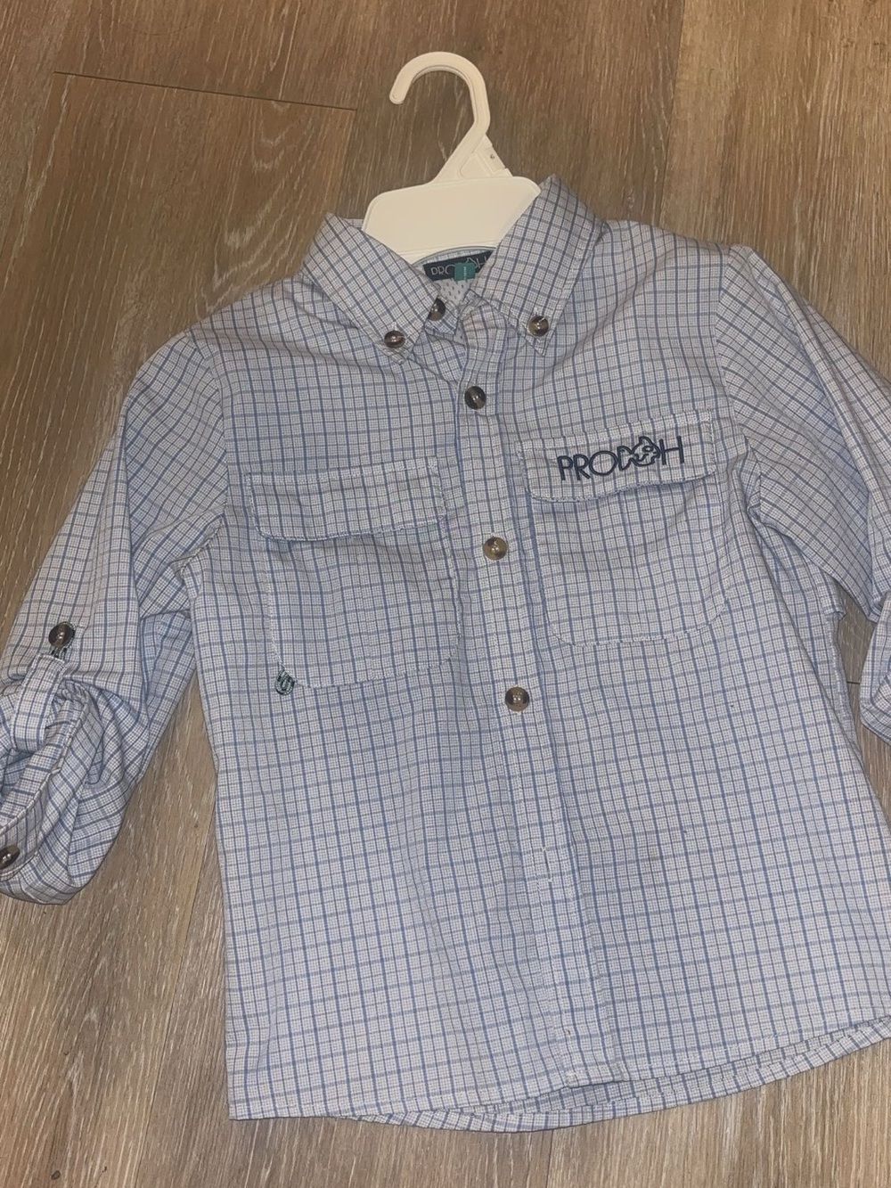 Prodoh Light Blue Plaid Button-Down Shirt for Kids